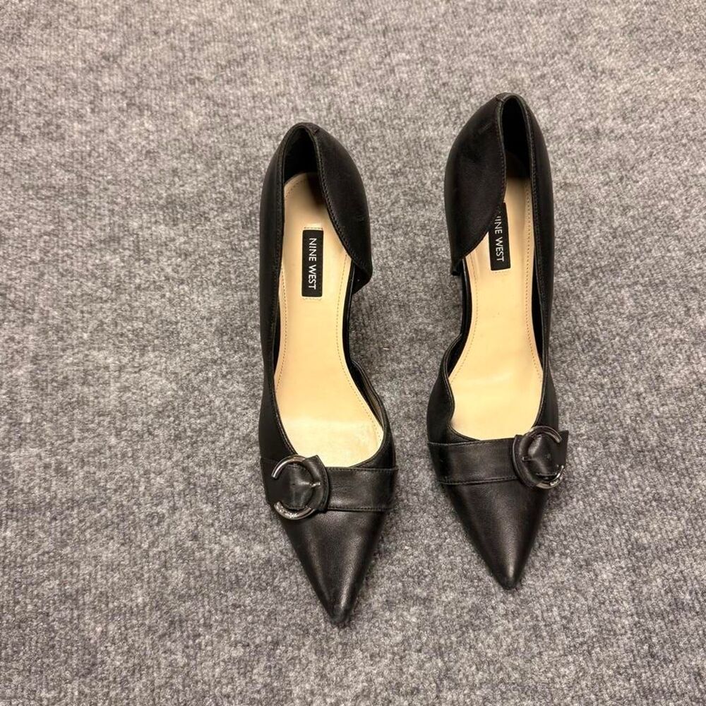 Nine West Finite Black Buckle Pumps Size 8.5 - Picture 2 of 6